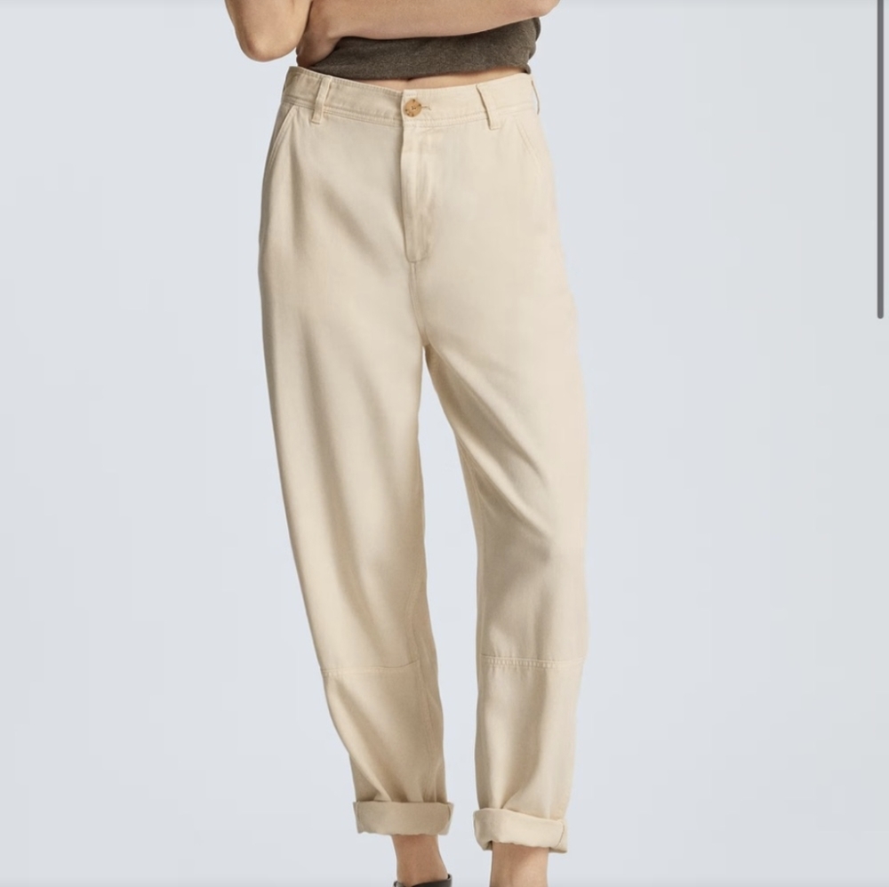 Everlane Cream Straight-Leg High-Rise Pants